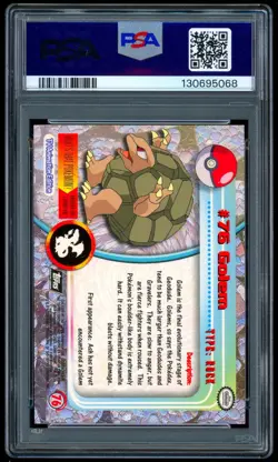 1999 Pokemon GOLEM Topps TV Series 1 Black Logo TEXTURED FOIL Set Card #76 PSA 9 - Image 2