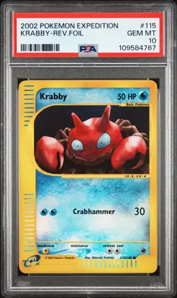 PSA 10 Krabby Reverse Holo 115/165 Expedition Base Pokemon Card Gem Mint 115/165 - Image 1