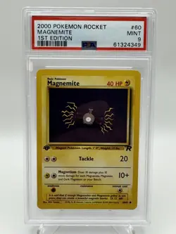 Pokemon Card Magnemite 60/82 Team Rocket 2000 PSA 9 Mint First Edition - Image 1