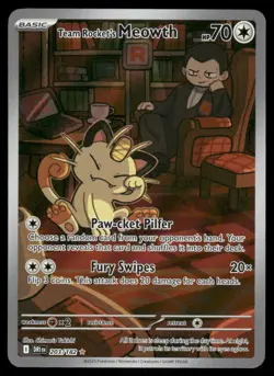 2# Pokemon Cards Team Rocket's Meowth 203/182 Destined Rivals Illustration Rare - Image 1