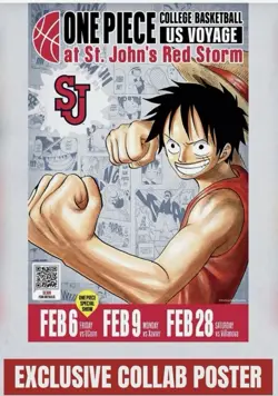🔥OnePiece Monkey D Luffy College 🏀 US Voyage Promo Card 🔥 W/St John's Poster! - Image 5