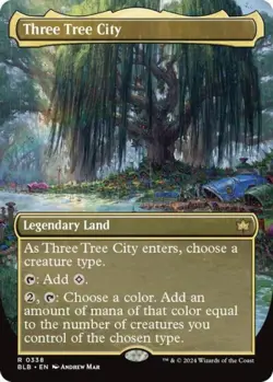 MTG English Three Tree City (Borderless) (0338) NM Foil Bloomburrow - Image 1