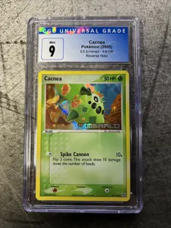 Pokemon EX Emerald Cacnea Reverse Stamped Holo 44/106 CGC 9 Mint - Image 1