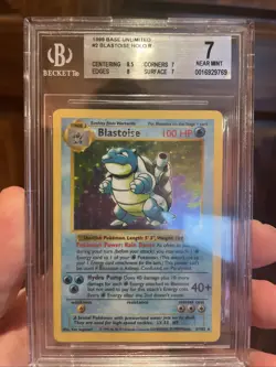 1999 Pokemon Base Set Shadowless #2 Blastoise Holo Rare BGS 7 ERROR LABEL - Image 1
