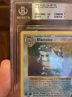 1999 Pokemon Base Set Shadowless #2 Blastoise Holo Rare BGS 7 ERROR LABEL - Image 3