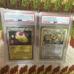 AMPHAROS HOLO #1 2006 POKEMON EX DRAGON FRONTIERS 2010 #105 Prime HG & SS PSA 5 - Image 1