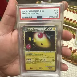 AMPHAROS HOLO #1 2006 POKEMON EX DRAGON FRONTIERS 2010 #105 Prime HG & SS PSA 5 - Image 2