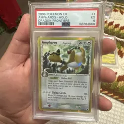 AMPHAROS HOLO #1 2006 POKEMON EX DRAGON FRONTIERS 2010 #105 Prime HG & SS PSA 5 - Image 4