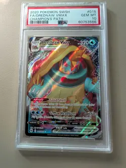 2020 Drednaw VMAX Pokemon Champions Path Full Art Holo #15 PSA 10 - Image 2