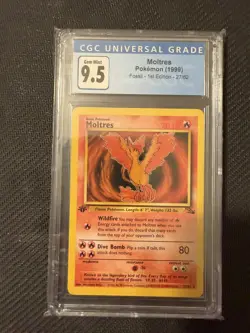 1st Edition Moltres Fossil - GEM MINT 1999 Pokemon English CGC9.5 (scans 10 now) - Image 1