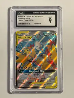 Pokemon 2019 Sun & Moon Hidden Fates Moltres Zapdos Articuno GX #66/68 CGC 9 - Image 1