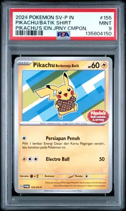 2024 POKEMON INDONESIAN SV-P PROMO #155 PIKACHU IN BATIK SHIRT PSA 9 - Image 1