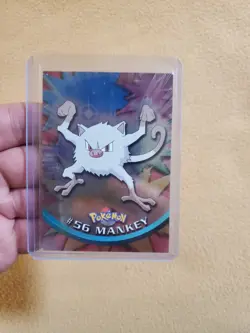 LP+ #56 Mankey - Pokemon Topps Silver Holo Card - Blue Logo - Image 1