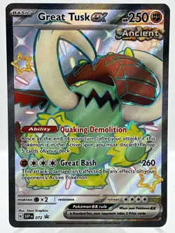 Great Tusk ex SVP072 Black Star Promo Shiny Full Art Holo Pokemon TCG Card - Image 1