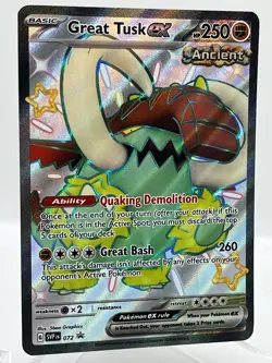 Great Tusk ex SVP072 Black Star Promo Shiny Full Art Holo Pokemon TCG Card - Image 2