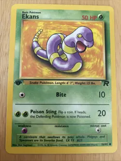 Ekans 56/82 Team Rocket 1st Edition LP Pokemon Card Common - Image 1