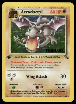 2# Pokemon Cards Aerodactyl 1/62 1ST EDITION Fossil Holo Rare - Image 1