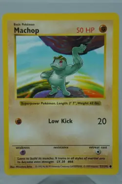 Machop 52/102 SHADOWLESS Base Set 1999 Vintage Pokemon Card NM - Image 2