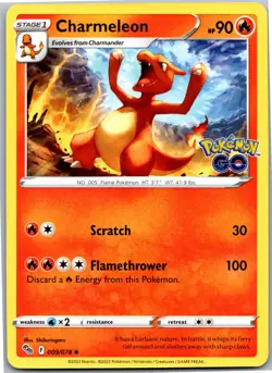 Charmeleon - Pokemon GO 009/078 - Uncommon - NM Pokemon TCG - Image 1