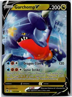 Garchomp V - SWSH10: Astral Radiance 117/189 - Ultra Rare - NM Pokemon TCG - Image 1