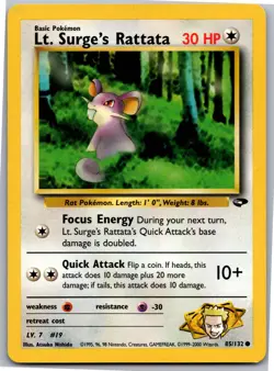 Lt. Surge's Rattata - Gym Challenge 085/132 - Common - NM Pokemon TCG - Image 1