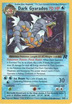 Dark Gyarados 8/82 Prerelease Holo Rare Team Rocket WOTC Pokemon Card 2000 LP - Image 1