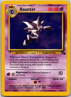 Haunter (21) - Fossil 21/62 - Rare - NM Pokemon TCG - Image 1