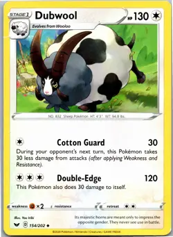 Dubwool - SWSH01: Sword & Shield Base Set 154/202 - Uncommon - NM Pokemon TCG - Image 1