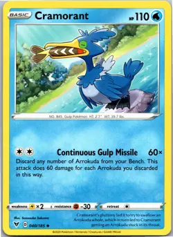 Cramorant - SWSH04: Vivid Voltage 040/185 - Uncommon - NM Pokemon TCG - Image 1