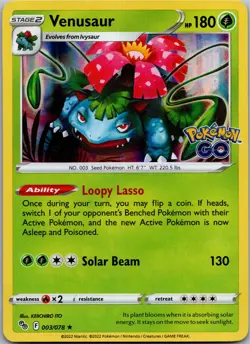 Venusaur - Pokemon GO 003/078 - Holo Rare - NM Pokemon TCG - Image 1