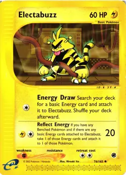 Pokemon TCG Expedition Base Set Electabuzz Card 76/165 LP - Image 1