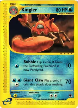 Pokemon TCG Expedition Base Set 50/165 Kingler Rare LP/MP - Image 1