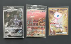 Pokemon 151 (Mew) UPC Promo Card Set - Mewtwo, Mew EX, Mew EX Gold - SEALED - Image 1