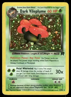 2# Pokemon Cards Dark Vileplume 13/82 UNLIMITED Team Rocket Holo Rare - Image 1