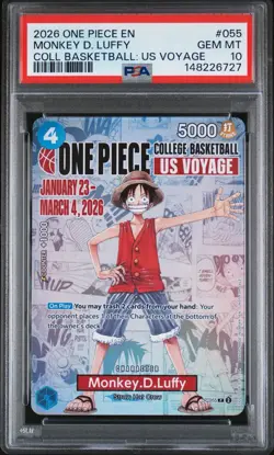 PSA 10 One Piece Card Monkey D. Luffy US College Basketball Voyage Promo - Image 1