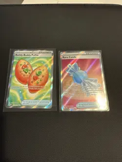 Pokemon TCG MEG Foil Card Lot - Buddy-Buddy Poffin, Rare Candy, 2 Cards - Image 1
