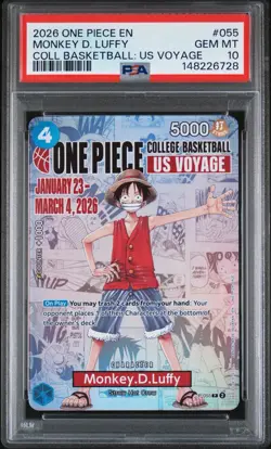 PSA 10 One Piece Card Monkey D. Luffy US College Basketball Voyage Promo - Image 1