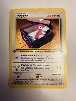 Porygon 48/82 1st Edition NM Team Rocket WOTC Pokemon Card 46C - Image 1