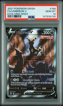 Pokemon Umbreon V 189/203 SWSH07 Evolving Skies Full Art Ultra Rare PSA 10 - Image 1