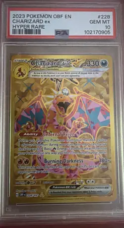 Pokemon Charizard ex 228/197 SV03 Obsidian Flames Hyper Rare Holo PSA 10 EX - Image 1