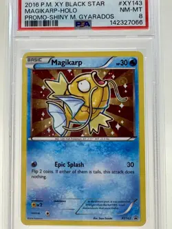 2016 POKEMON XY BLACK STAR PROMO SHINY MEGA GYARADOS #XY143 MAGIKARP-HOLO PSA 8 - Image 3