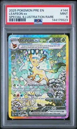 2025 POKEMON PRE EN-PRISMATIC EVOLUTIONS #144 LEAFEON EX PSA 9 - Image 1
