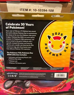 Pokemon Day 2026 Collection Box -30th Anniversary 3 Packs W Pikachu Promo & Coin - Image 2
