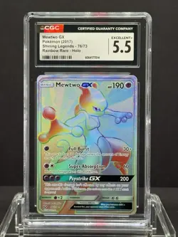 CGC Pokemon Mewtwo GX 76/73 Rainbow RARE 🌈 Shining Legends Holo (2017) - Image 1
