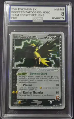 2004 POKEMON EX TEAM ROCKET RETURNS #106 ROCKET'S ZAPDOS EX - HOLO AGS 8 - Image 1