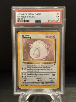 PSA 5 CHANSEY 2000 POKEMON BASE SET 2 #3 HOLO VINTAGE WOTC - Image 1