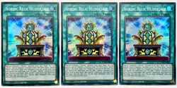 3 x BACH-EN055 Nordic Relic Hlidskjalf - Super Rare 1st Edition Near Mint YuGiOh - Image 1
