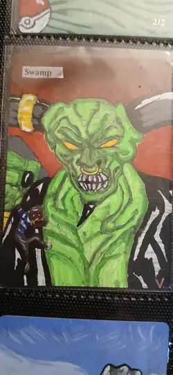 Mtg Charity Fundraiser Hand Painted Altered Art Swamp Artwork Painting Help Kids - Image 1