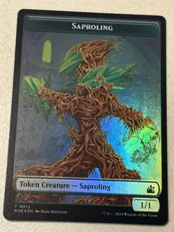 mtg foil token Saproling // Dragon, 0012//0007, Ravnica Remastered, unplayed - Image 1
