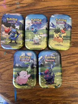 Ascended Heroes Mini Tin EMPTY with stickers Set of 5 (Connecting Arts) Pokemon - Image 1
